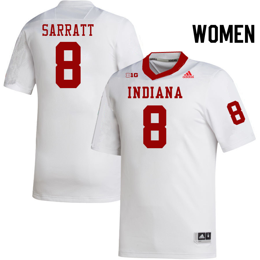 Women #8 Elijah Sarratt Indiana Hoosiers College Football Jerseys Stitched-White